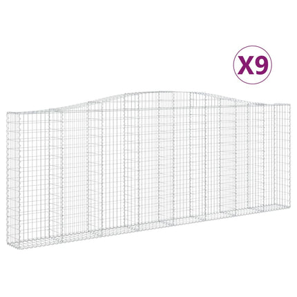 Gabioner bågformade 9 st 400x30x140/160 cm galvaniserat järn
