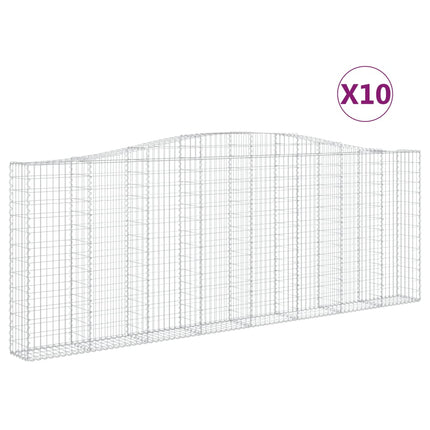 Gabioner bågformade 10 st 400x30x140/160 cm galvaniserat järn