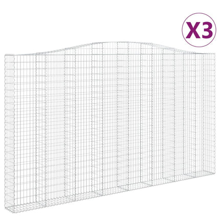 Gabioner bågformade 3 st 400x30x220/240 cm galvaniserat järn