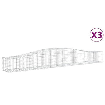 Gabioner bågformade 3 st 400x50x40/60 cm galvaniserat järn