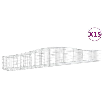Gabioner bågformade 15 st 400x50x40/60 cm galvaniserat järn