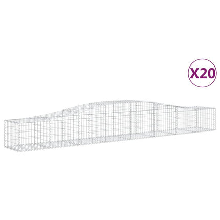 Gabioner bågformade 20 st 400x50x40/60 cm galvaniserat järn