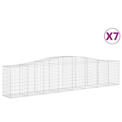Gabioner bågformade 7 st 400x50x80/100 cm galvaniserat järn