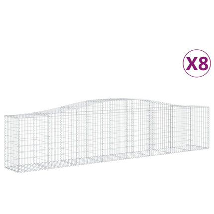 Gabioner bågformade 8 st 400x50x80/100 cm galvaniserat järn