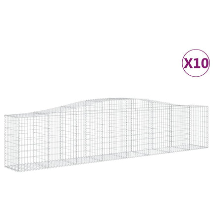 Gabioner bågformade 10 st 400x50x80/100 cm galvaniserat järn