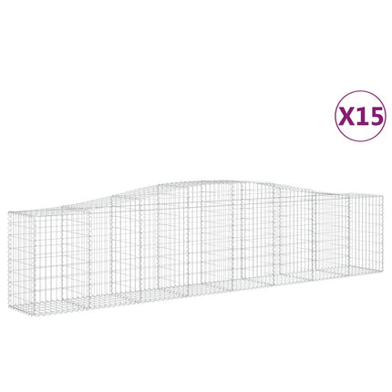 Gabioner bågformade 15 st 400x50x80/100 cm galvaniserat järn