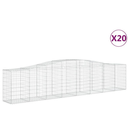 Gabioner bågformade 20 st 400x50x80/100 cm galvaniserat järn