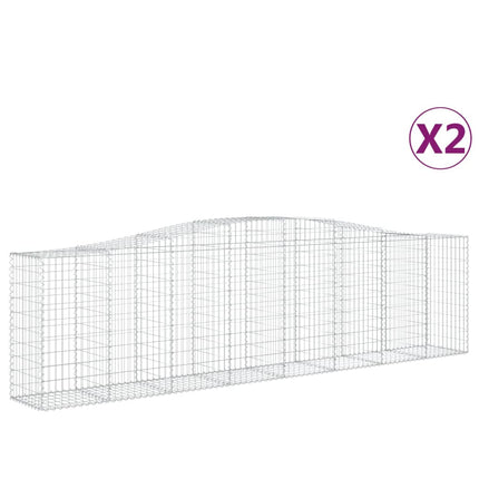 Gabioner bågformade 2 st 400x50x100/120 cm galvaniserat järn