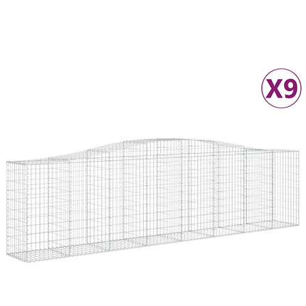 Gabioner bågformade 9 st 400x50x100/120 cm galvaniserat järn