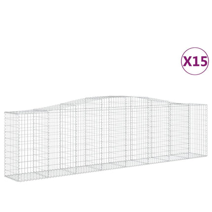 Gabioner bågformade 15 st 400x50x100/120 cm galvaniserat järn