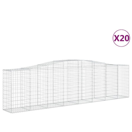 Gabioner bågformade 20 st 400x50x100/120 cm galvaniserat järn