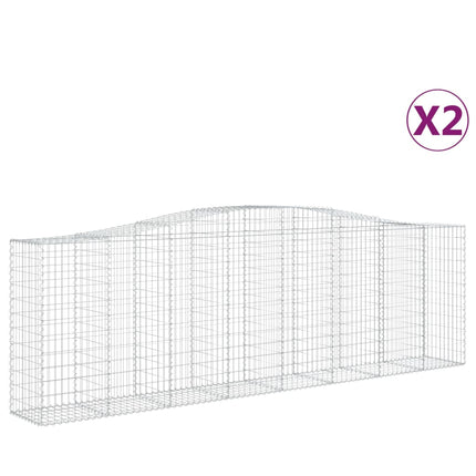 Gabioner bågformade 2 st 400x50x120/140 cm galvaniserat järn
