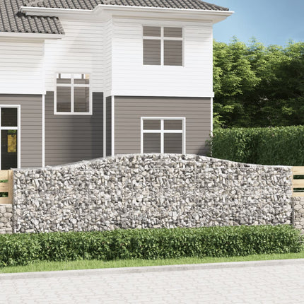 Gabioner bågformade 2 st 400x50x120/140 cm galvaniserat järn