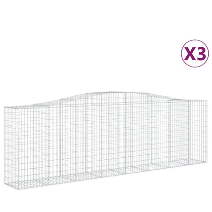 Gabioner bågformade 3 st 400x50x120/140 cm galvaniserat järn