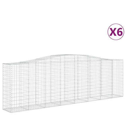 Gabioner bågformade 6 st 400x50x120/140 cm galvaniserat järn
