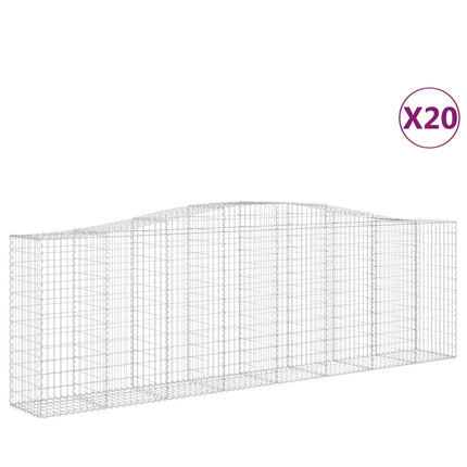Gabioner bågformade 20 st 400x50x120/140 cm galvaniserat järn
