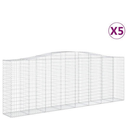 Gabioner bågformade 5 st 400x50x140/160 cm galvaniserat järn