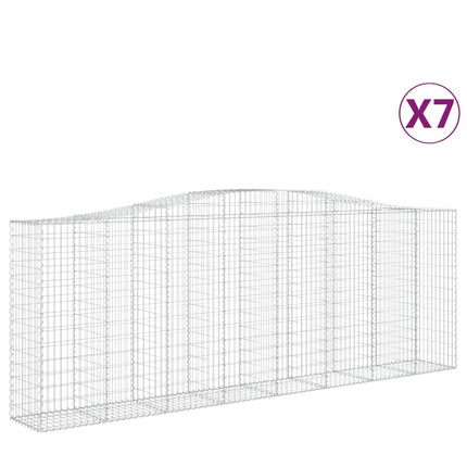 Gabioner bågformade 7 st 400x50x140/160 cm galvaniserat järn