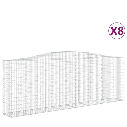 Gabioner bågformade 8 st 400x50x140/160 cm galvaniserat järn