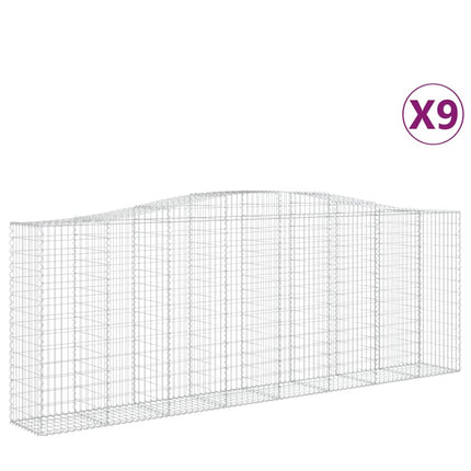 Gabioner bågformade 9 st 400x50x140/160 cm galvaniserat järn
