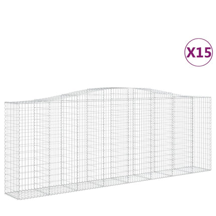 Gabioner bågformade 15 st 400x50x140/160 cm galvaniserat järn