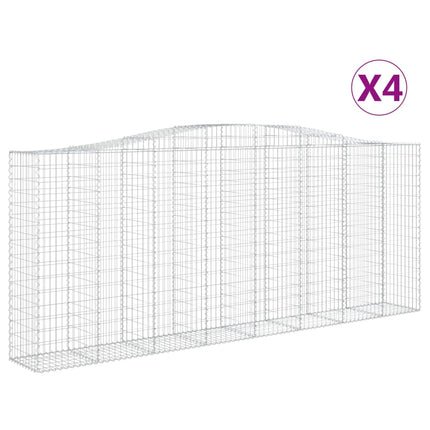 Gabion bågformad 4 st 400x50x160/180 cm galvaniserat järn
