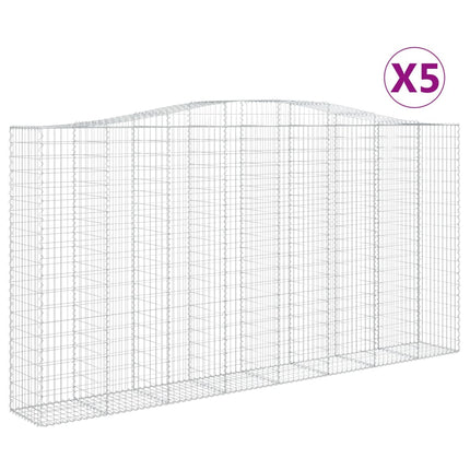Gabioner bågformade 5 st 400x50x200/220 cm galvaniserat järn