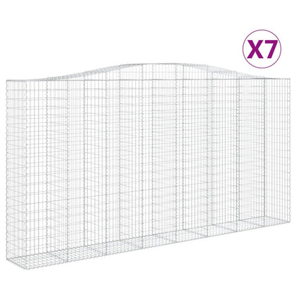 Gabioner bågformade 7 st 400x50x200/220 cm galvaniserat järn