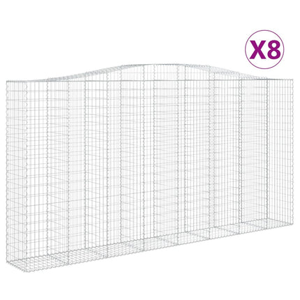 Gabioner bågformade 8 st 400x50x200/220 cm galvaniserat järn