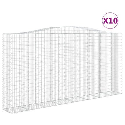 Gabioner bågformade 10 st 400x50x200/220 cm galvaniserat järn