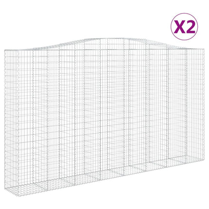 Gabioner bågformade 2 st 400x50x220/240 cm galvaniserat järn