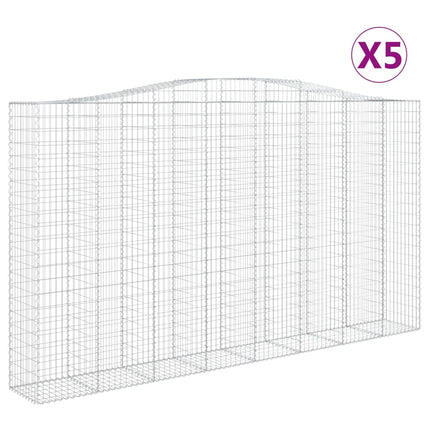 Gabioner bågformade 5 st 400x50x220/240 cm galvaniserat järn
