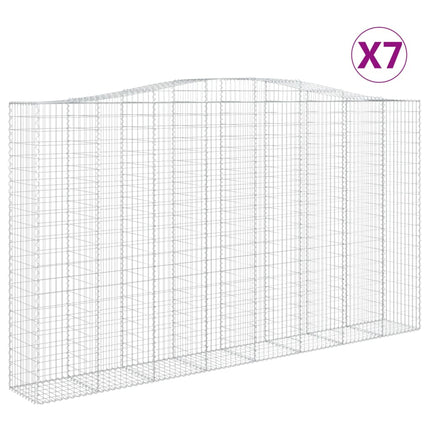 Gabioner bågformade 7 st 400x50x220/240 cm galvaniserat järn