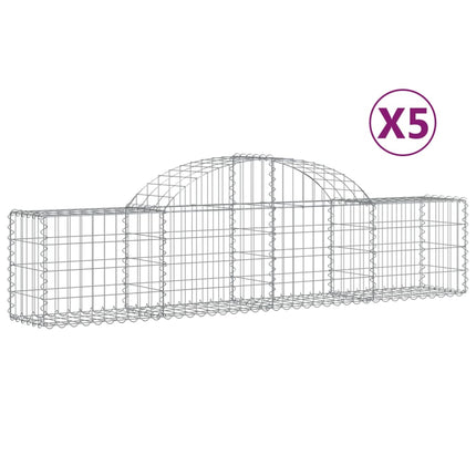 Gabion bågformad 5 st 200x30x40/60 cm galvaniserat järn