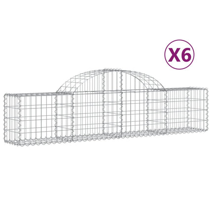 Gabion bågformad 6 st 200x30x40/60 cm galvaniserat järn