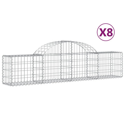 Gabion bågformad 8 st 200x30x40/60 cm galvaniserat järn
