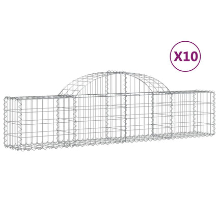 Gabion bågformad 10 st 200x30x40/60 cm galvaniserat järn