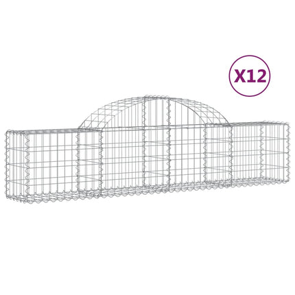 Gabion bågformad 12 st 200x30x40/60 cm galvaniserat järn