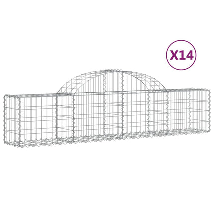 Gabion bågformad 14 st 200x30x40/60 cm galvaniserat järn