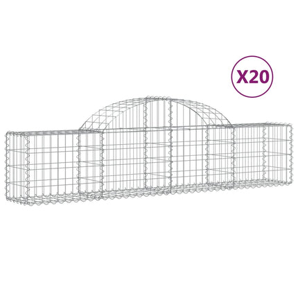 Gabion bågformad 20 st 200x30x40/60 cm galvaniserat järn