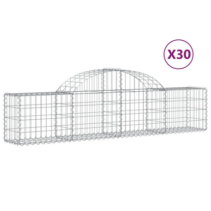 Gabion bågformad 30 st 200x30x40/60 cm galvaniserat järn