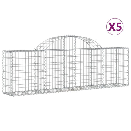 Gabioner bågformade 5 st 200x30x60/80 cm galvaniserat järn
