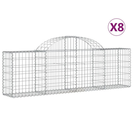Gabioner bågformade 8 st 200x30x60/80 cm galvaniserat järn