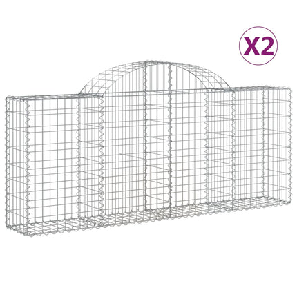 Gabioner bågformade 2 st 200x30x80/100 cm galvaniserat järn