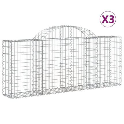 Gabioner bågformade 3 st 200x30x80/100 cm galvaniserat järn