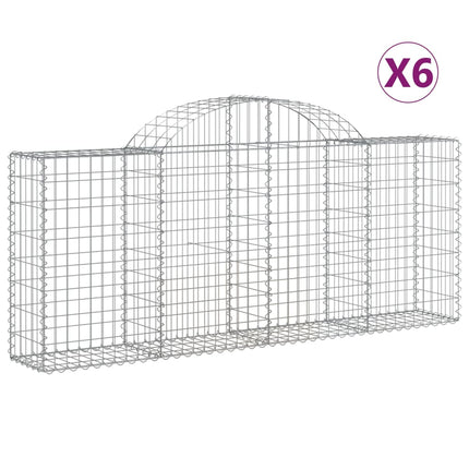 Gabioner bågformade 6 st 200x30x80/100 cm galvaniserat järn