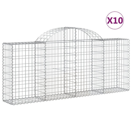 Gabioner bågformade 10 st 200x30x80/100 cm galvaniserat järn