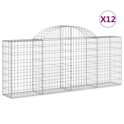 Gabioner bågformade 12 st 200x30x80/100 cm galvaniserat järn