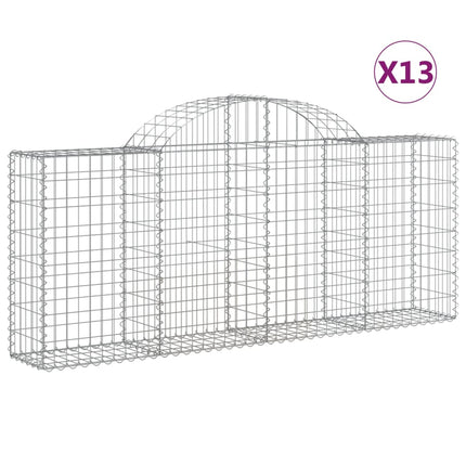Gabioner bågformade 13 st 200x30x80/100 cm galvaniserat järn
