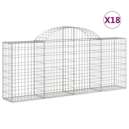 Gabioner bågformade 18 st 200x30x80/100 cm galvaniserat järn